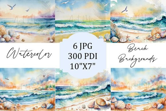 6 Watercolor Beach Backgrounds: Your Design Escape