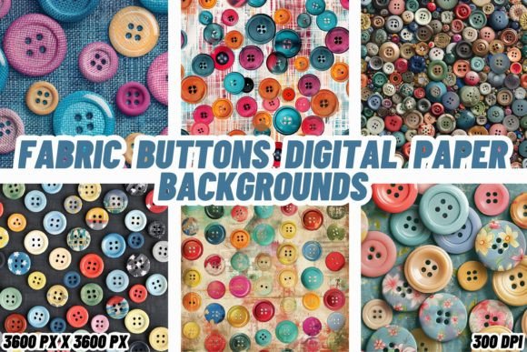 Fabric Buttons Digital Paper Backgrounds: Adding Tactile Charm