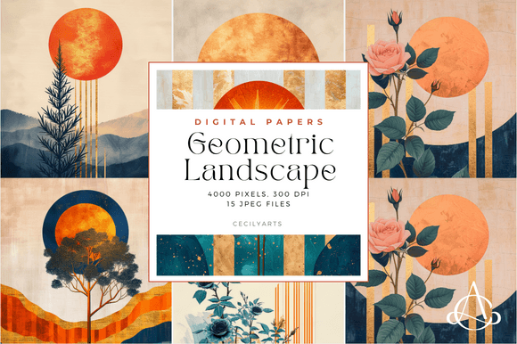 Geometric Landscape Backgrounds for Modern Designers