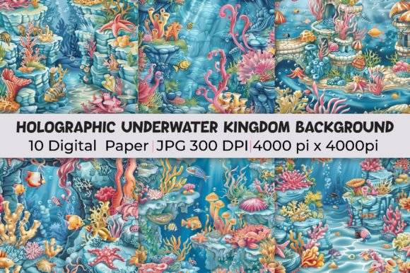Holographic Underwater Life Backgrounds: Deep Sea Design Magic