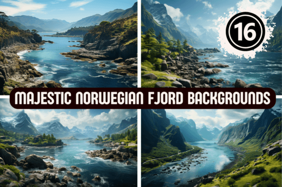 Majestic Norwegian Fjord Backgrounds: Digital Landscapes