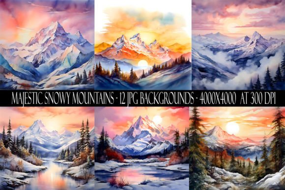 Majestic Snowy Mountain Backgrounds for Designers