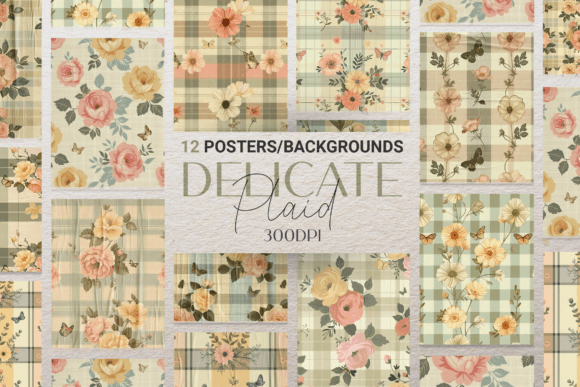 Plaid Floral Backgrounds: Vibrant Digital Papers for Modern Design