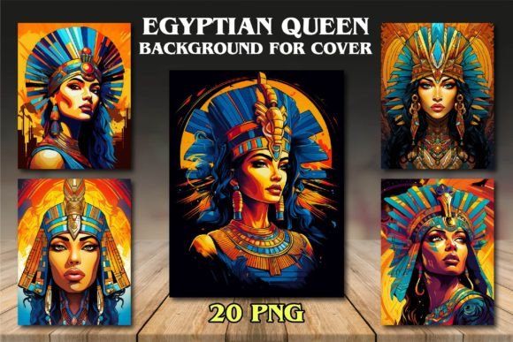 Royal Design Assets: Egyptian Queen Backgrounds for Covers