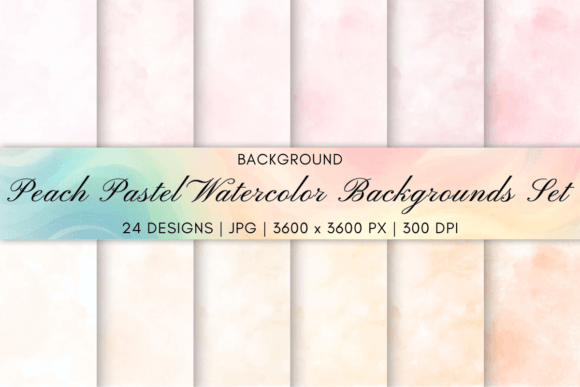 Serene Design: The Peach Pastel Watercolor Backgrounds Set