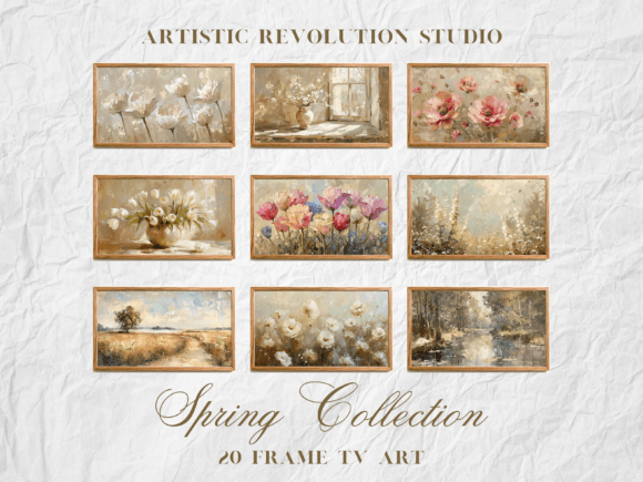 Spring Frame TV Art: Neutral Floral Backgrounds for Your Home