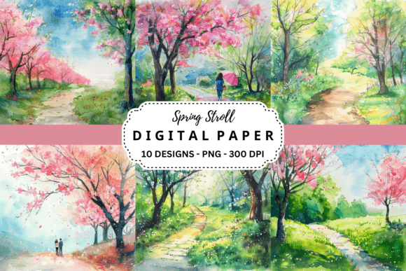 Spring Stroll Backgrounds: A Fresh Take on Digital Design Assets