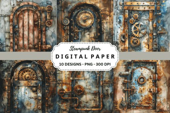 Steampunk Door Backgrounds: Industrial Textures for Modern Design