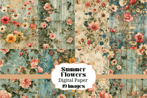 Summer Flowers Junk Journal Backgrounds for Your Projects