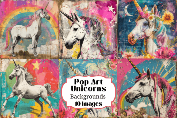Transform Your Projects with Pop Art Unicorns Backgrounds